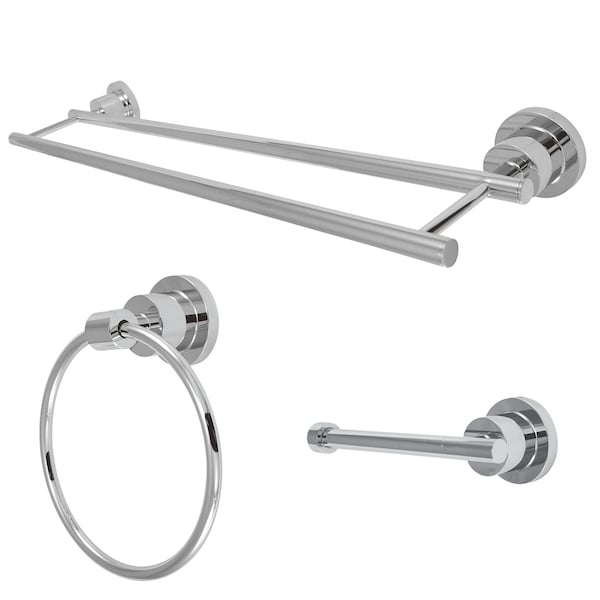 3-Piece Bathroom Accessories Set, Chrome